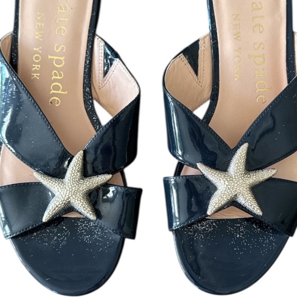 Kate Spade Under The Sea Blazer Blue  Silver Starfish Slide Sandals Size 7 - Picture 4 of 11